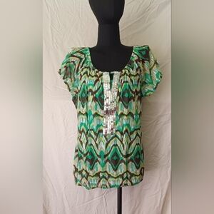 An INC International Concepts Sheer With Sequin Blouse